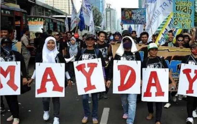 Ilustrasi perayaan Hari Buruh Internasional atau May Day