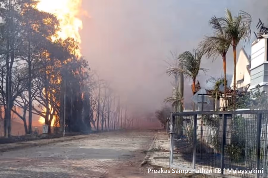 Kobaran api dari ledakan pipa gas Petronas di Selangor2