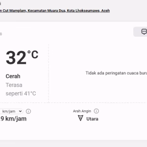 Prakiraan suhu di Lhokseumawe