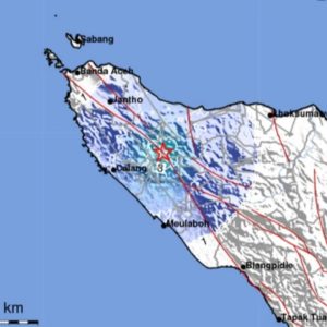 Peta gempa bumi yang terjadi di Pidie