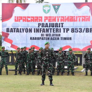 Penyambutan Yon TP BRB Aceh Timur