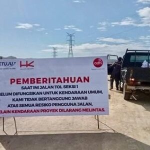Jalan Tol Sibanceh tahap pembangunan dilarang melintas