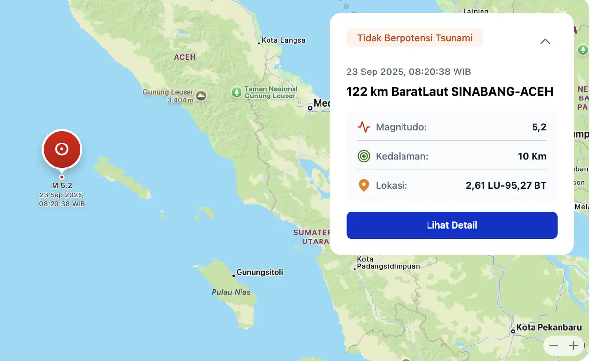 Gempa 5,2 Sinabang