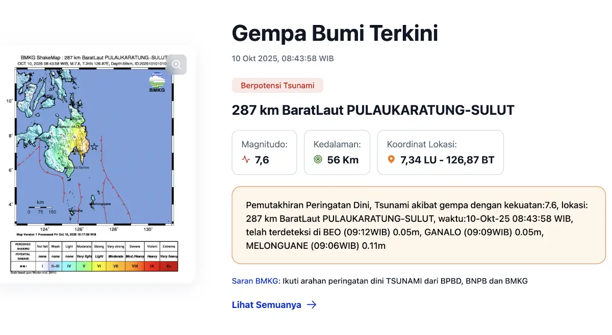 Gempa 7,6 Magnitudo
