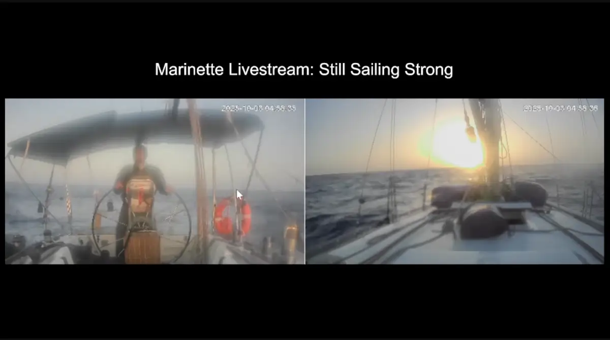 Tangkapan layar siaran langsung dari kapal Marinette