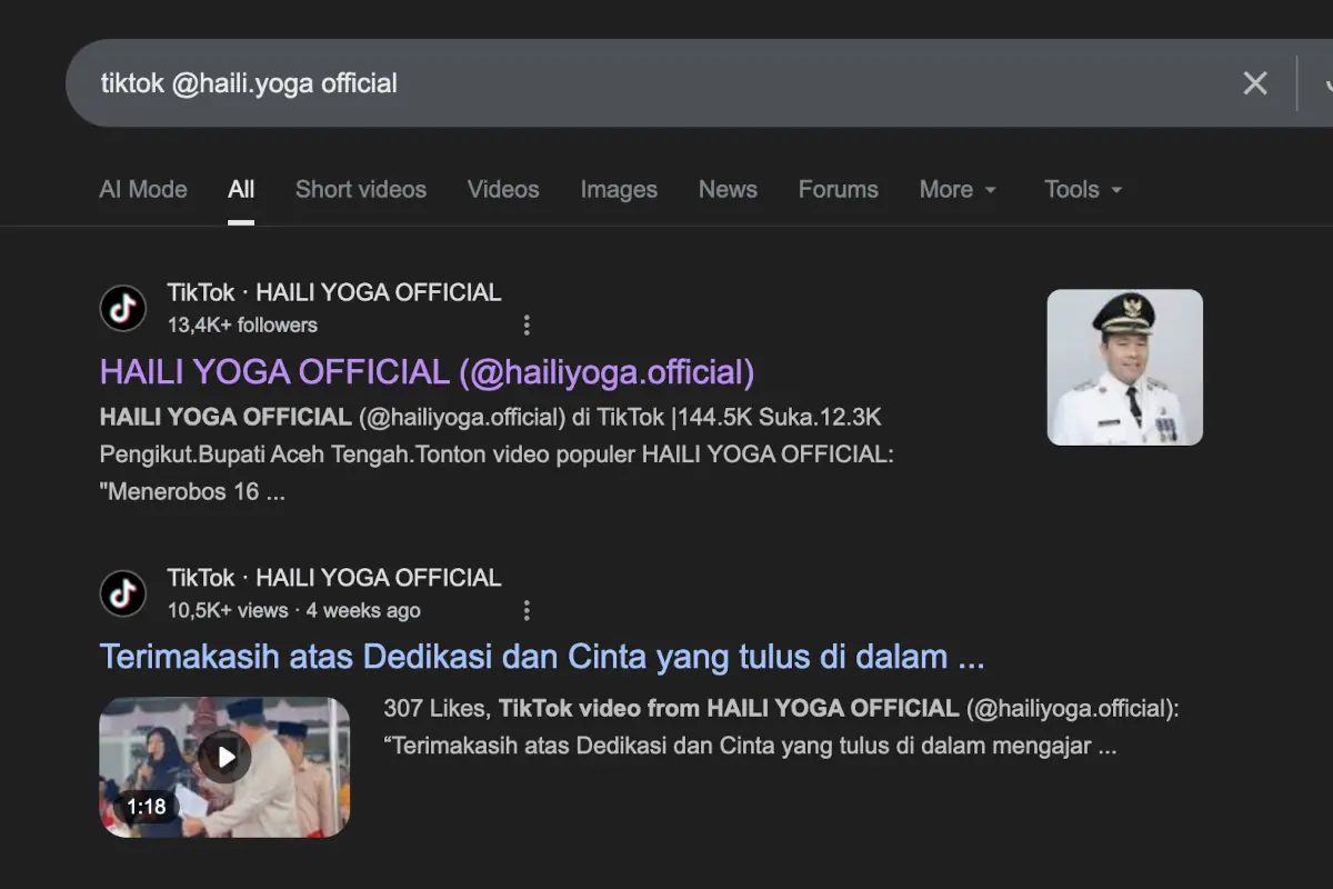 Akun Tiktok Haili Yoga