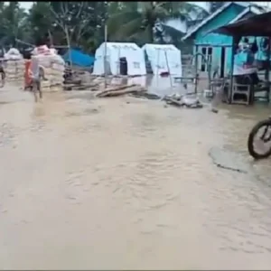 Banjir merendam permukiman warga di Desa Raja