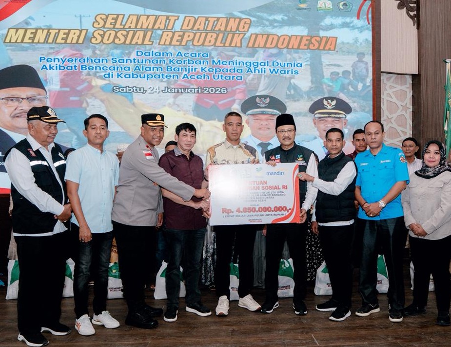 Mensos Gus Ipul serahkan santunan duka korban banjir Aceh Utara